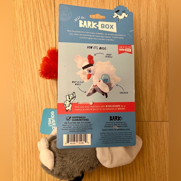 NWT! Flo the flapper bird by BARK BOX - super cute w/squeaky & crinkled fun! - Picture 2 of 2